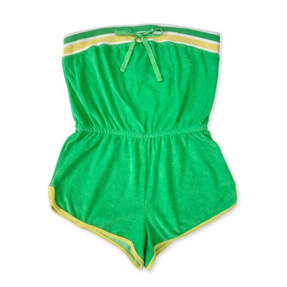 Y2K Juicy Couture Black Label Terry Cloth Shorts One Piece Romper Retro Sporty - Picture 4 of 15